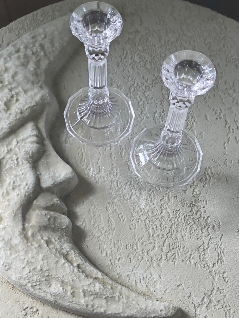 Vintage Crystal Taper Candle Holders - Pair of 2
